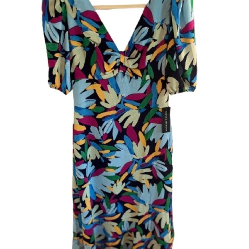 Donna Morgan Black and Blue V-Neck Sundress